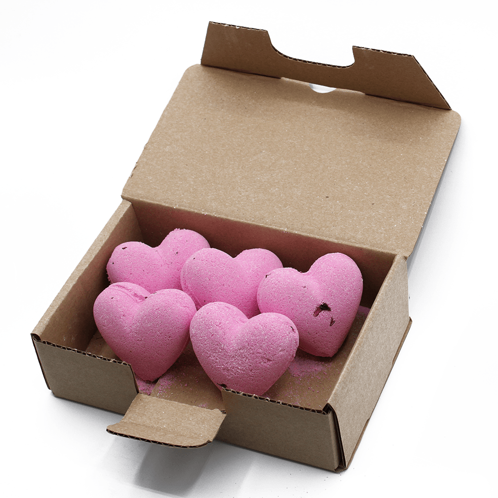 Love Heart Bath Bomb 70g - Ylang & Rose - 5 Pack - DuvetDay.co.uk