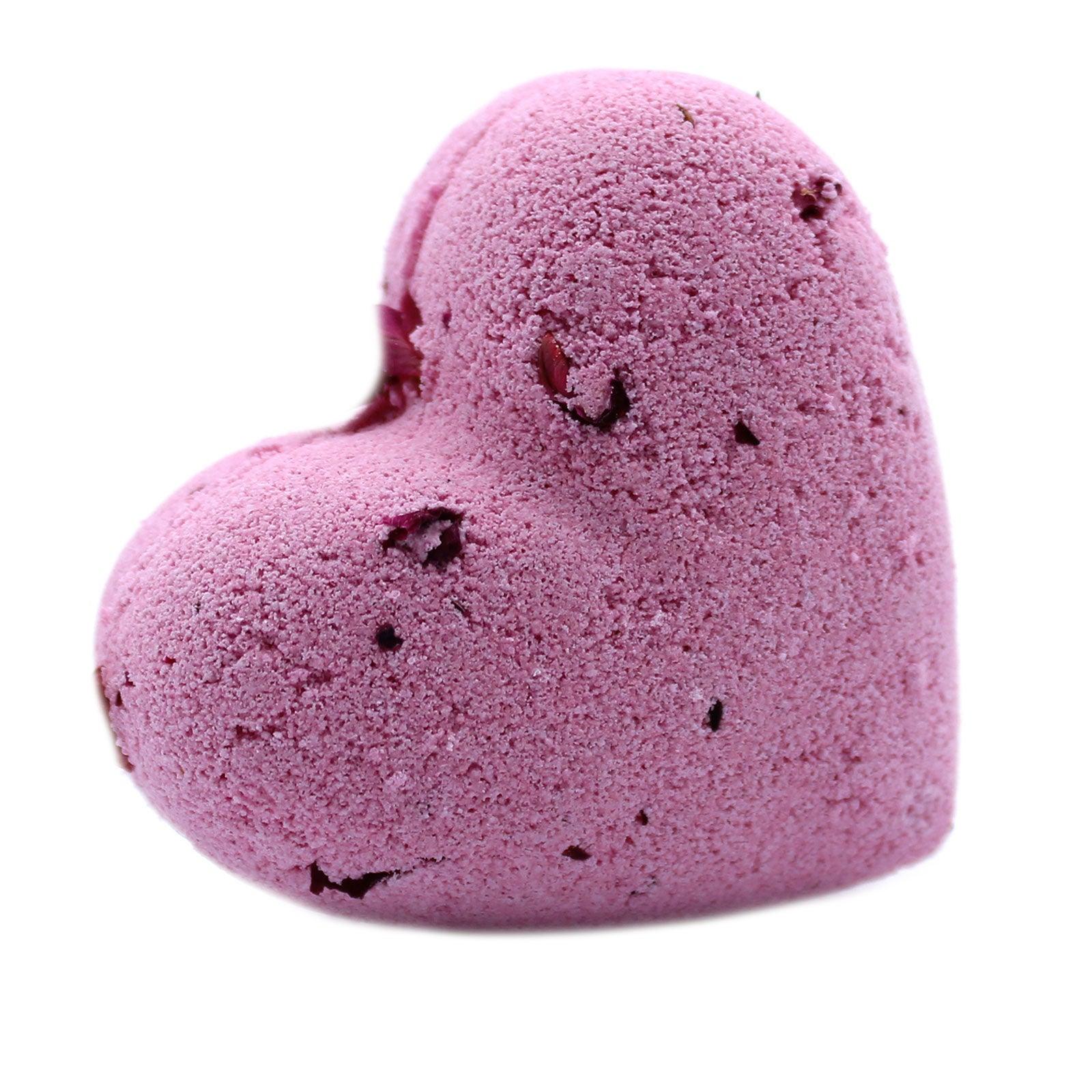 Love Heart Bath Bomb 70g - Ylang & Rose - 5 Pack - DuvetDay.co.uk