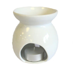 Lrg Classic White Oil Burner - Tree Cut-out - DuvetDay.co.uk