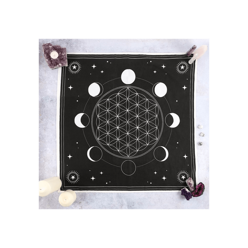 Moon Phase Crystal Grid Altar Cloth - DuvetDay.co.uk