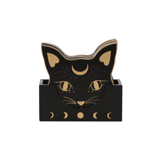 Mystic Mog Cat Face Coaster Set - DuvetDay.co.uk