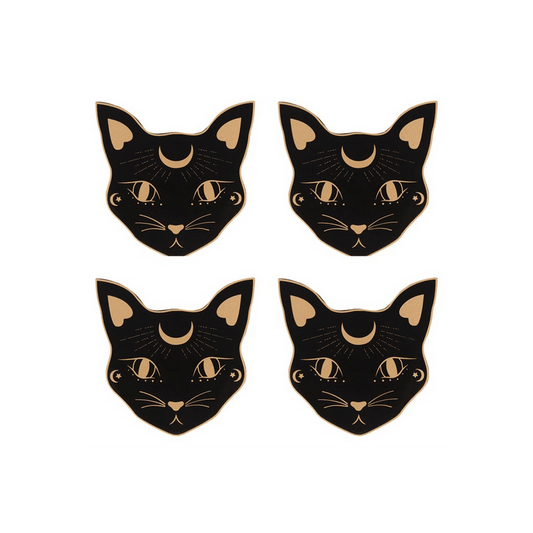 Mystic Mog Cat Face Coaster Set - DuvetDay.co.uk