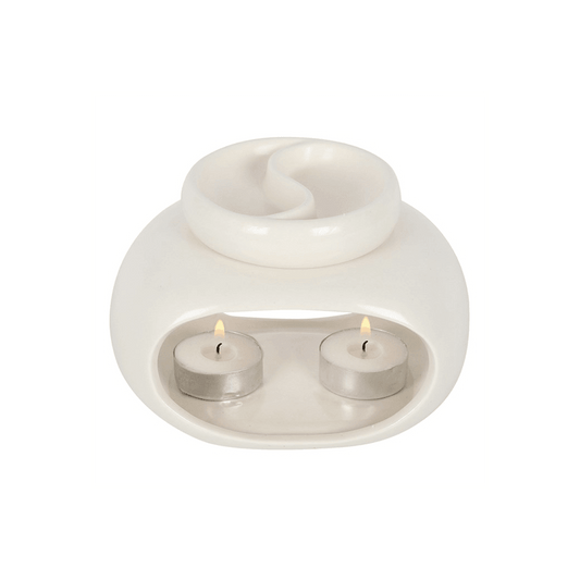 Off White Double Oil Burner - DuvetDay.co.uk