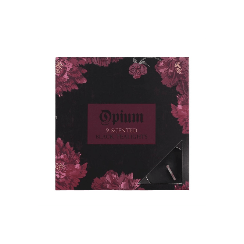 Pack of 9 Opium Scented Black Tealights - DuvetDay.co.uk