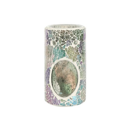 Pillar Light Blue Iridescent Crackle Oil Burner - DuvetDay.co.uk