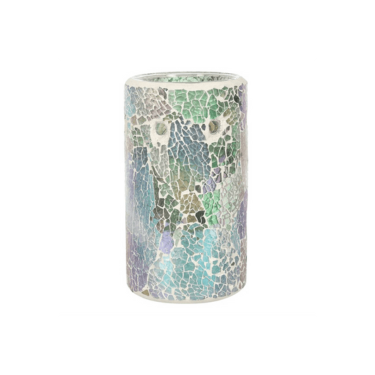 Pillar Light Blue Iridescent Crackle Oil Burner - DuvetDay.co.uk