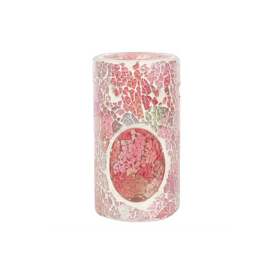 Pillar Pink Iridescent Crackle Oil Burner - DuvetDay.co.uk