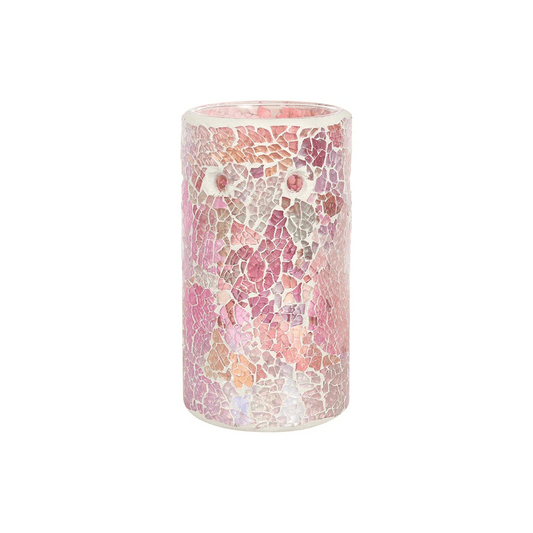 Pillar Pink Iridescent Crackle Oil Burner - DuvetDay.co.uk