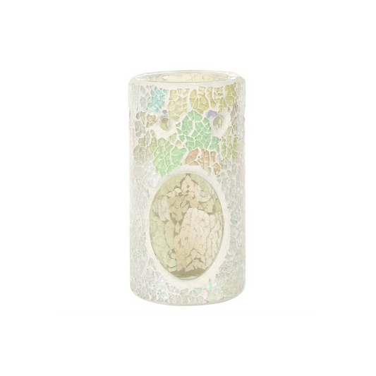 Pillar White Iridescent Crackle Oil Burner - DuvetDay.co.uk