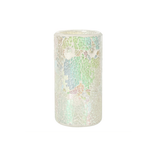 Pillar White Iridescent Crackle Oil Burner - DuvetDay.co.uk