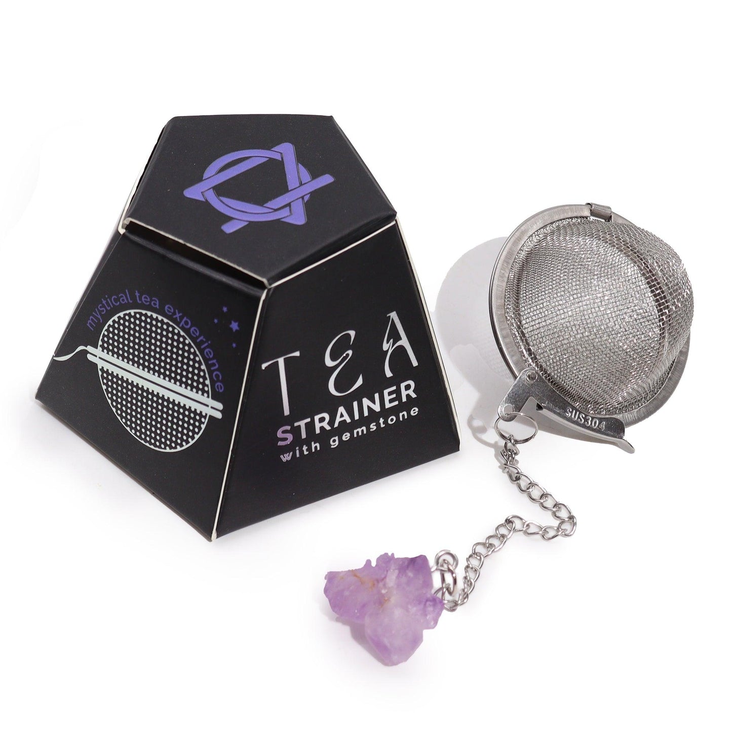 Raw Crystal Gemstone Tea Strainer - Amethyst Cluster - DuvetDay.co.uk