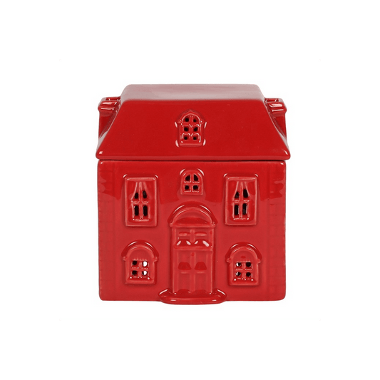 Red Ceramic House Oil Burner - DuvetDay.co.uk