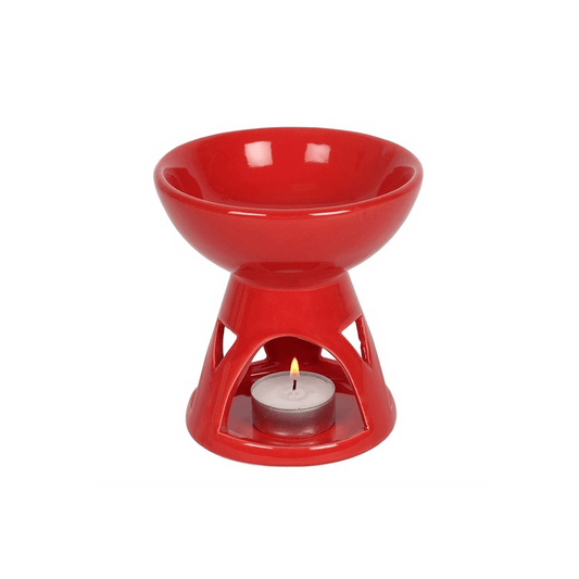 Red Deep Bowl Oil Burner - DuvetDay.co.uk