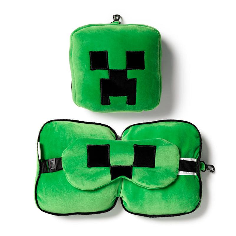 Relaxeazzz Minecraft Creeper Shaped Plush Travel Pillow & Eye Mask - DuvetDay.co.uk