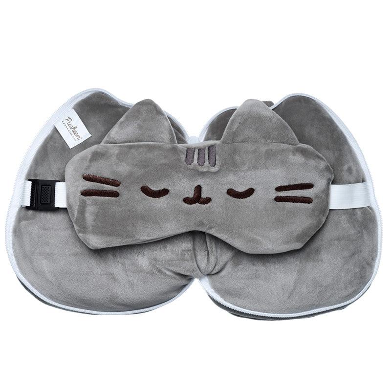 Relaxeazzz Pusheen Cat Shaped Travel Pillow & Eye Mask - DuvetDay.co.uk