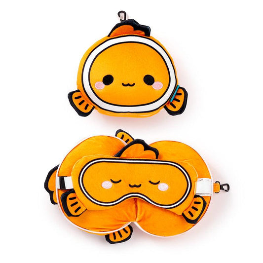 Relaxeazzz Travel Pillow & Eye Mask - Finley the Clown Fish - DuvetDay.co.uk