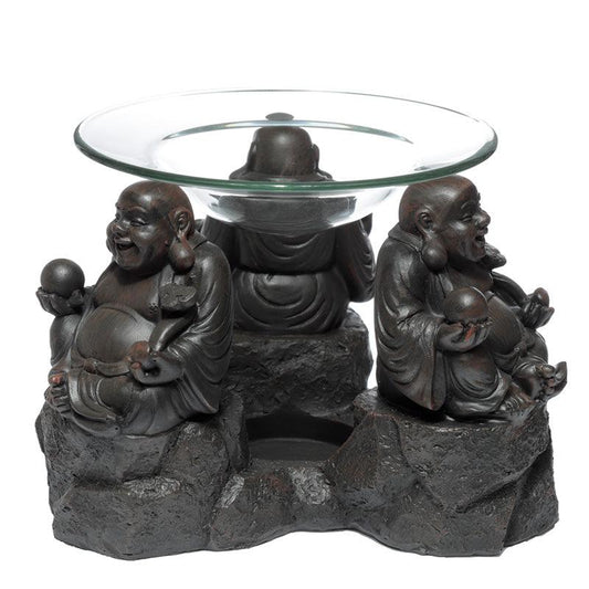 Resin Oil & Wax Burner - Peace of the East Wood Effect Chinese Buddha - DuvetDay.co.uk