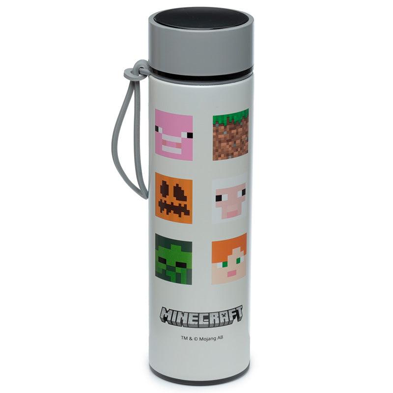 Reusable Stainless Steel Hot & Cold Insulated Drinks Bottle Digital Thermometer - Minecraft Faces - DuvetDay.co.uk