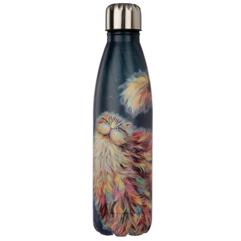 Reusable Stainless Steel Insulated Drinks Bottle 500ml - Kim Haskins Rainbow Cat - DuvetDay.co.uk