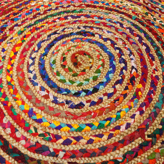 Round Jute and Recycled Cotton Rug - 150 cm - DuvetDay.co.uk