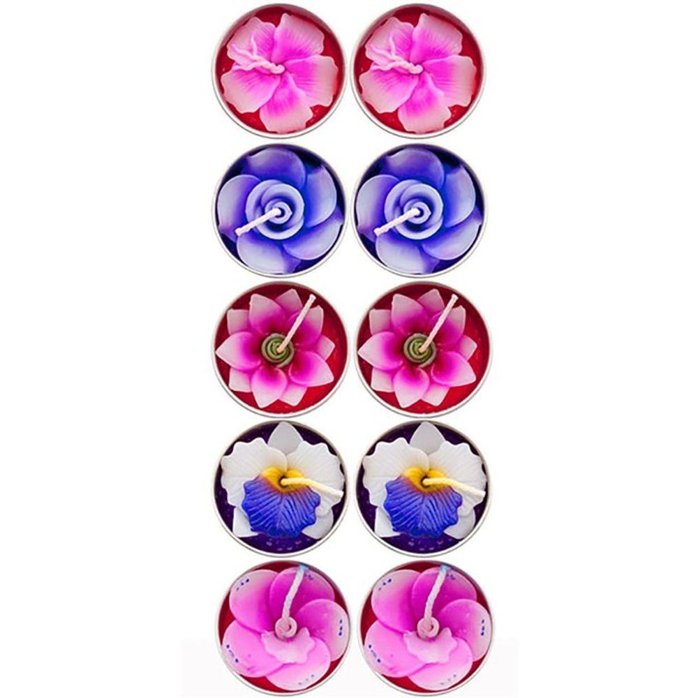 Set of 10 Scented Flower Candles - DuvetDay.co.uk