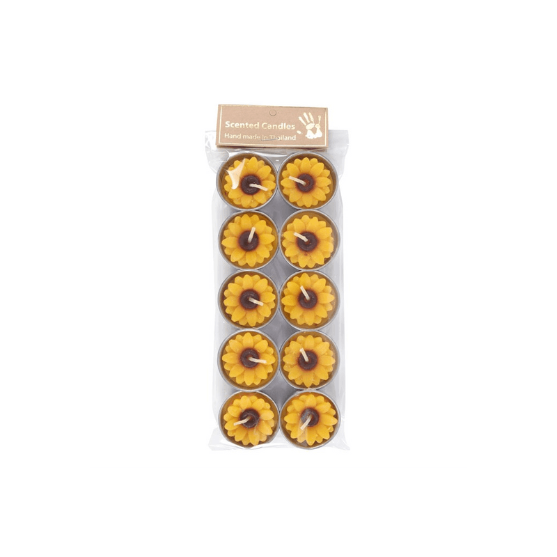 Set of 10 Yellow and Orange Sunflower Candles - DuvetDay.co.uk