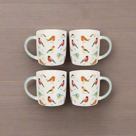 Set of 4 Garden Bird Mugs - DuvetDay.co.uk