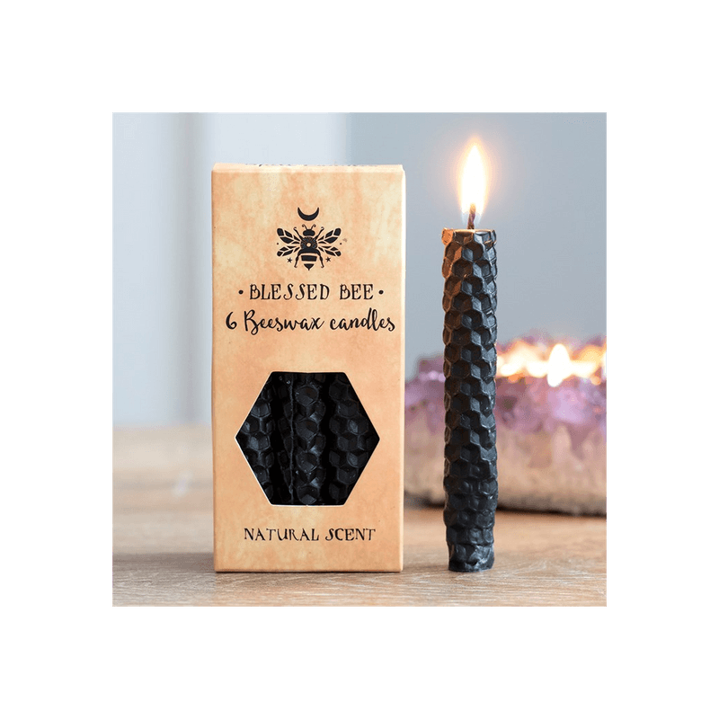 Set of 6 Black Beeswax Spell Candles - DuvetDay.co.uk