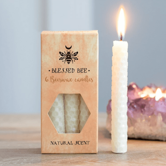 Set of 6 Cream Beeswax Spell Candles - DuvetDay.co.uk