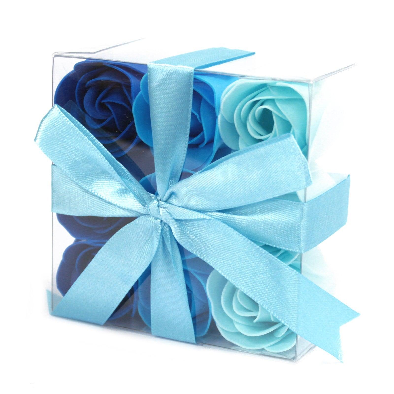 Set of 9 Soap Flowers - Blue Wedding Roses - DuvetDay.co.uk