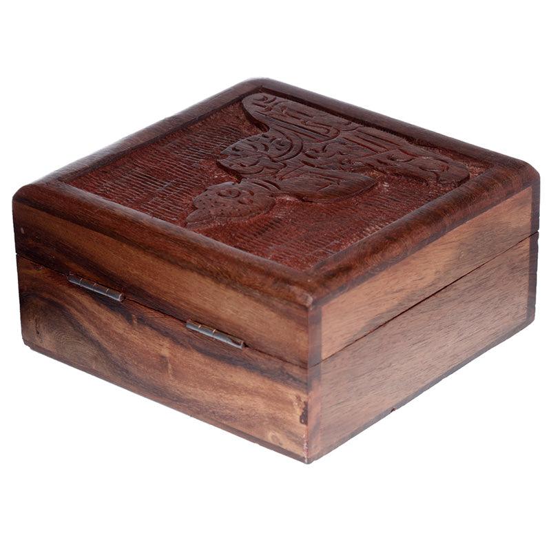 Sheesham Wood Carved Thai Buddha Trinket Box - DuvetDay.co.uk