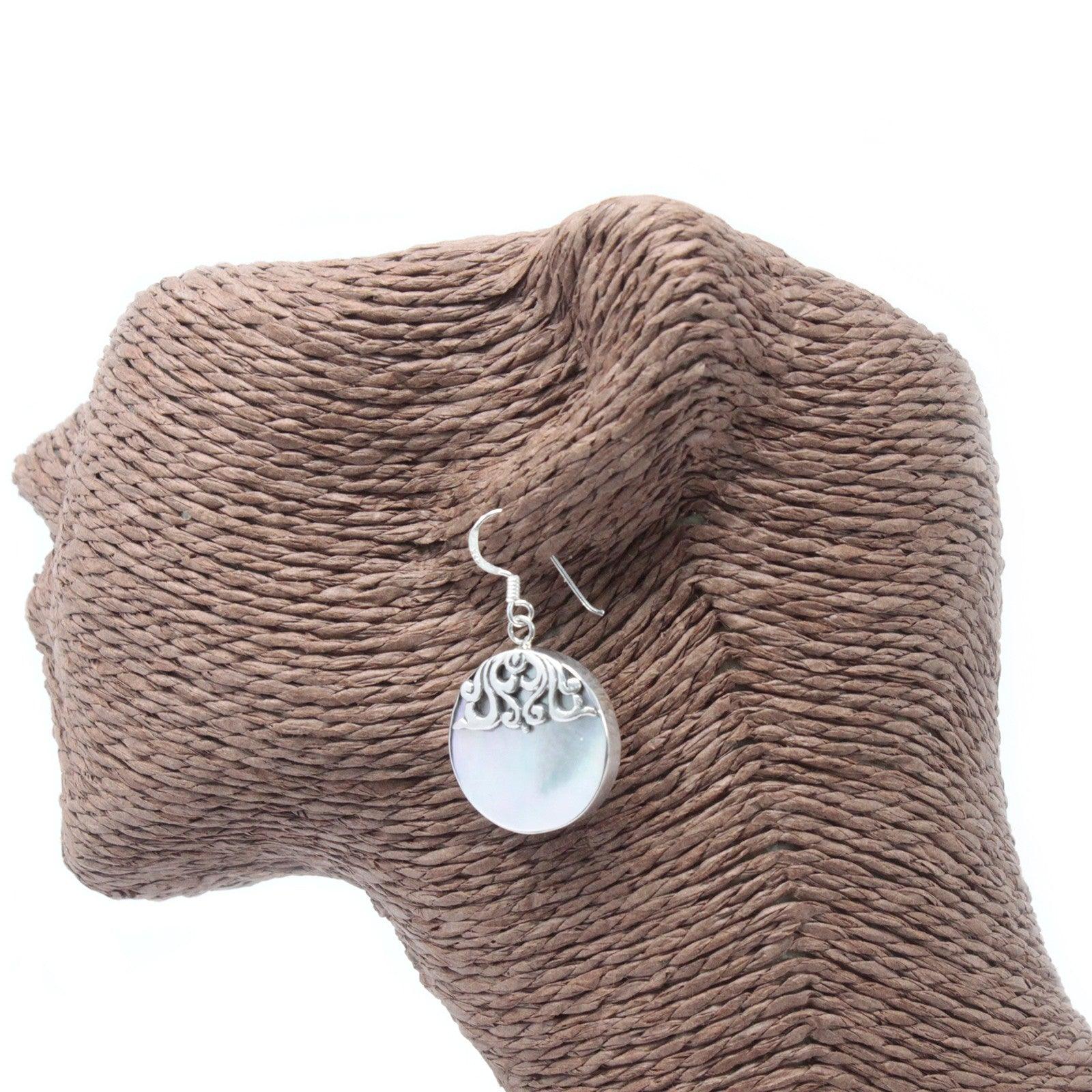 Shell & Silver Earrings - Classic Disc - MOP - DuvetDay.co.uk