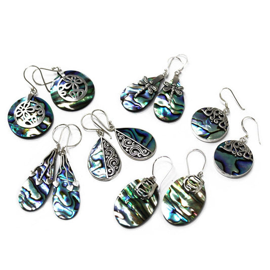 Shell & Silver Earrings - Dragonflies - Abalone - DuvetDay.co.uk