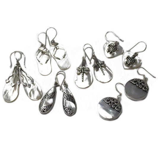 Shell & Silver Earrings - Dragonflies - MOP - DuvetDay.co.uk