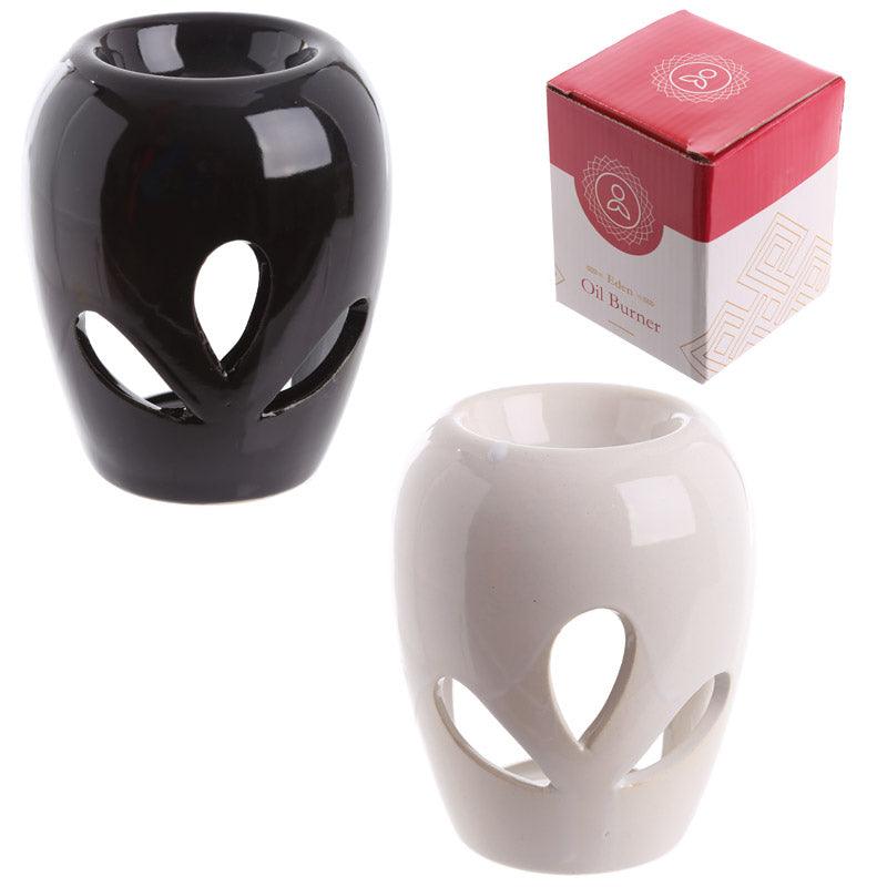 Simple Black High Gloss Bulb Shaped Ceramic Oil Burner - DuvetDay.co.uk