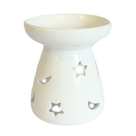 Sm Classic White Oil Burner - Moon & Star - DuvetDay.co.uk