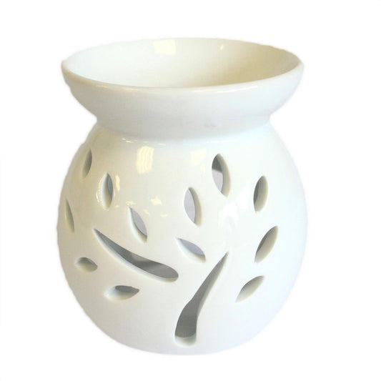 Sm Classic White Oil Burner - Tree Cut-out - DuvetDay.co.uk