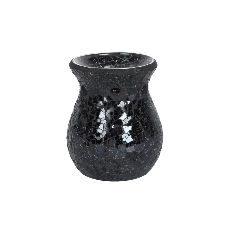 Small Black Crackle Glass Oil Burner - DuvetDay.co.uk