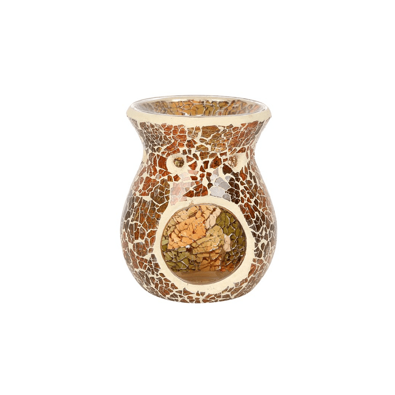 Small Brown Crackle Oil Burner - DuvetDay.co.uk