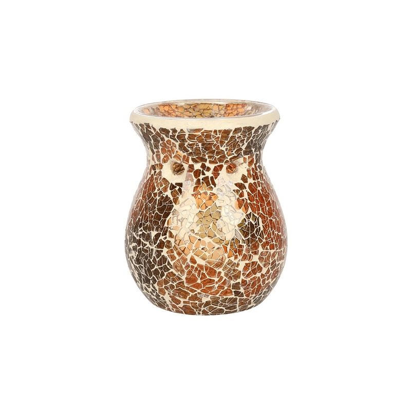 Small Brown Crackle Oil Burner - DuvetDay.co.uk