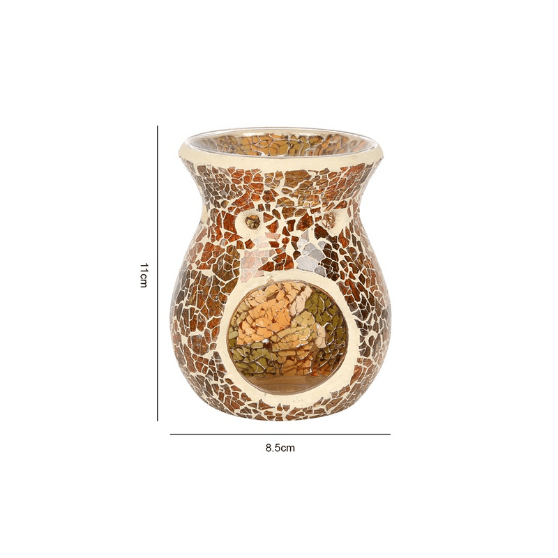 Small Brown Crackle Oil Burner - DuvetDay.co.uk