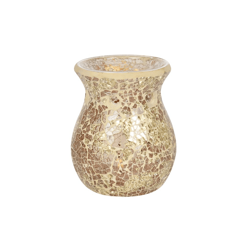 Small Gold Crackle Glass Oil Burner - DuvetDay.co.uk