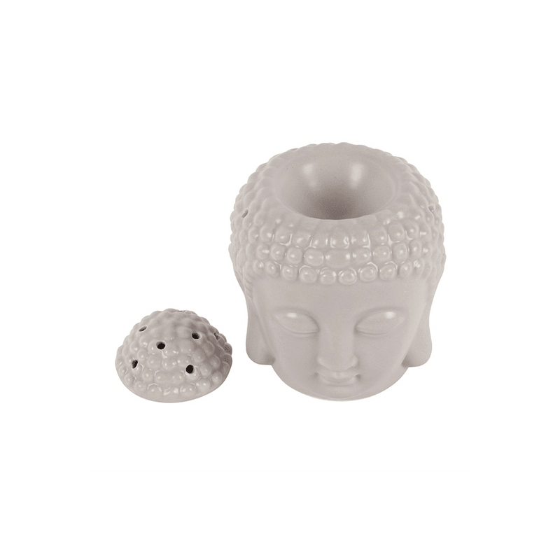 Small Grey Buddha Head Oil Burner - DuvetDay.co.uk