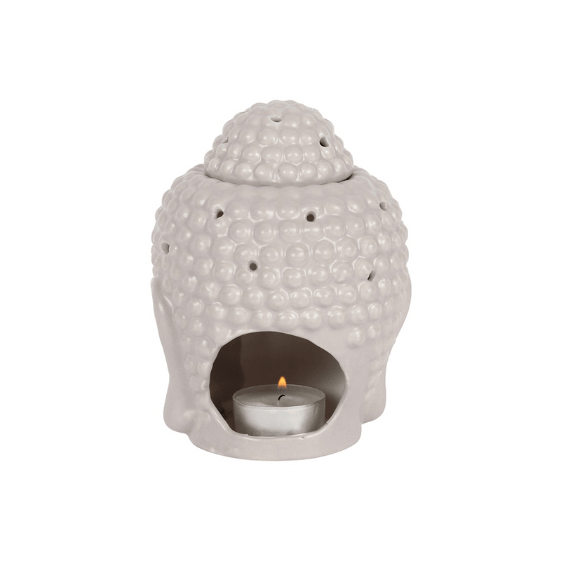 Small Grey Buddha Head Oil Burner - DuvetDay.co.uk