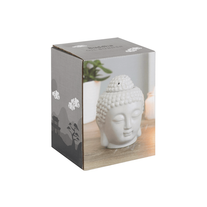 Small Grey Buddha Head Oil Burner - DuvetDay.co.uk