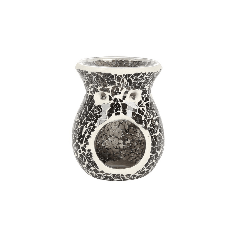 Small Gunmetal Grey Crackle Oil Burner - DuvetDay.co.uk