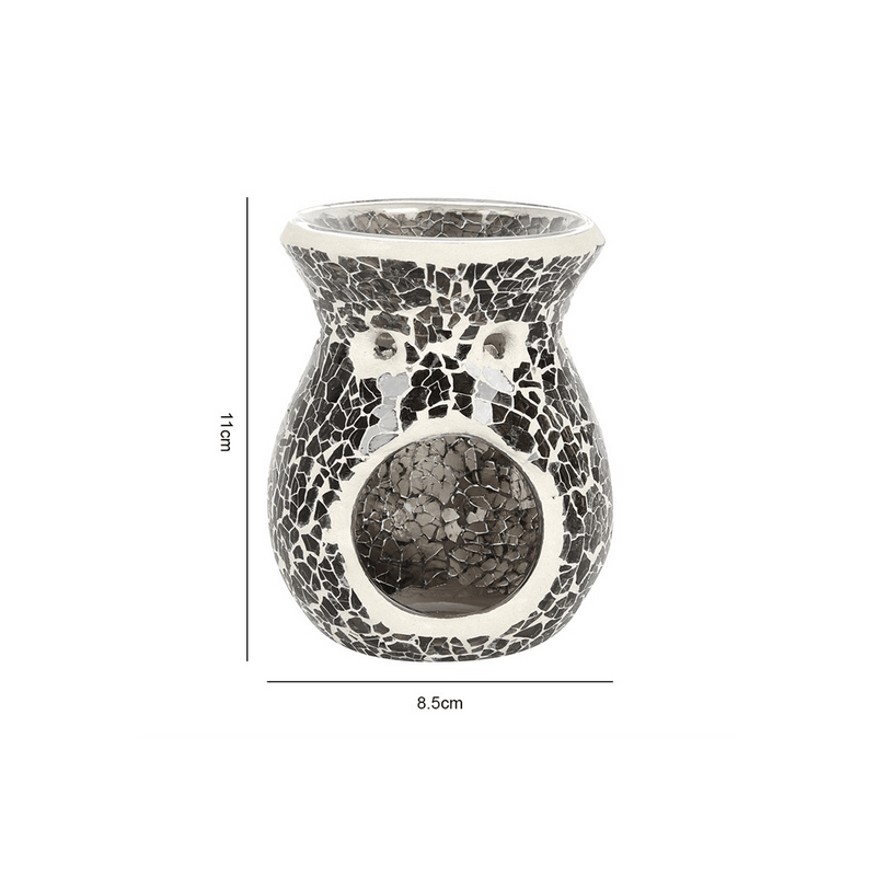 Small Gunmetal Grey Crackle Oil Burner - DuvetDay.co.uk