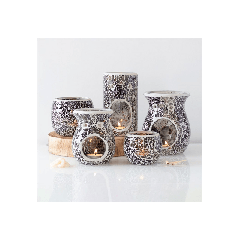 Small Gunmetal Grey Crackle Oil Burner - DuvetDay.co.uk