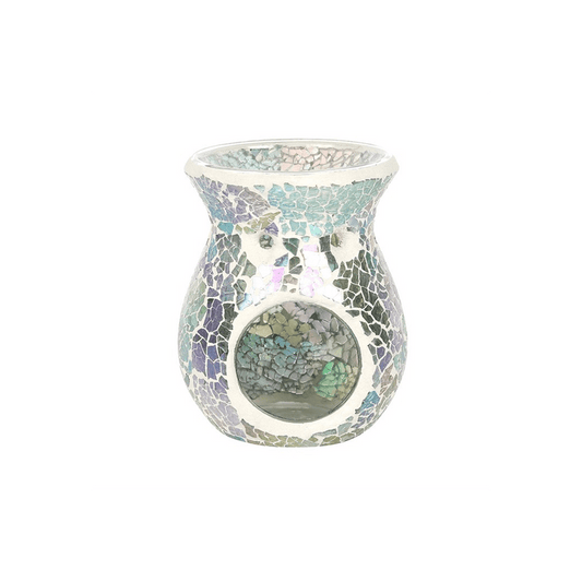 Small Light Blue Iridescent Crackle Oil Burner - DuvetDay.co.uk