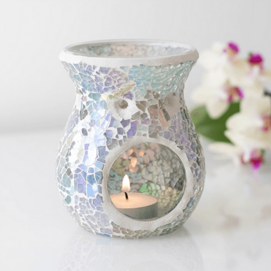 Small Light Blue Iridescent Crackle Oil Burner - DuvetDay.co.uk